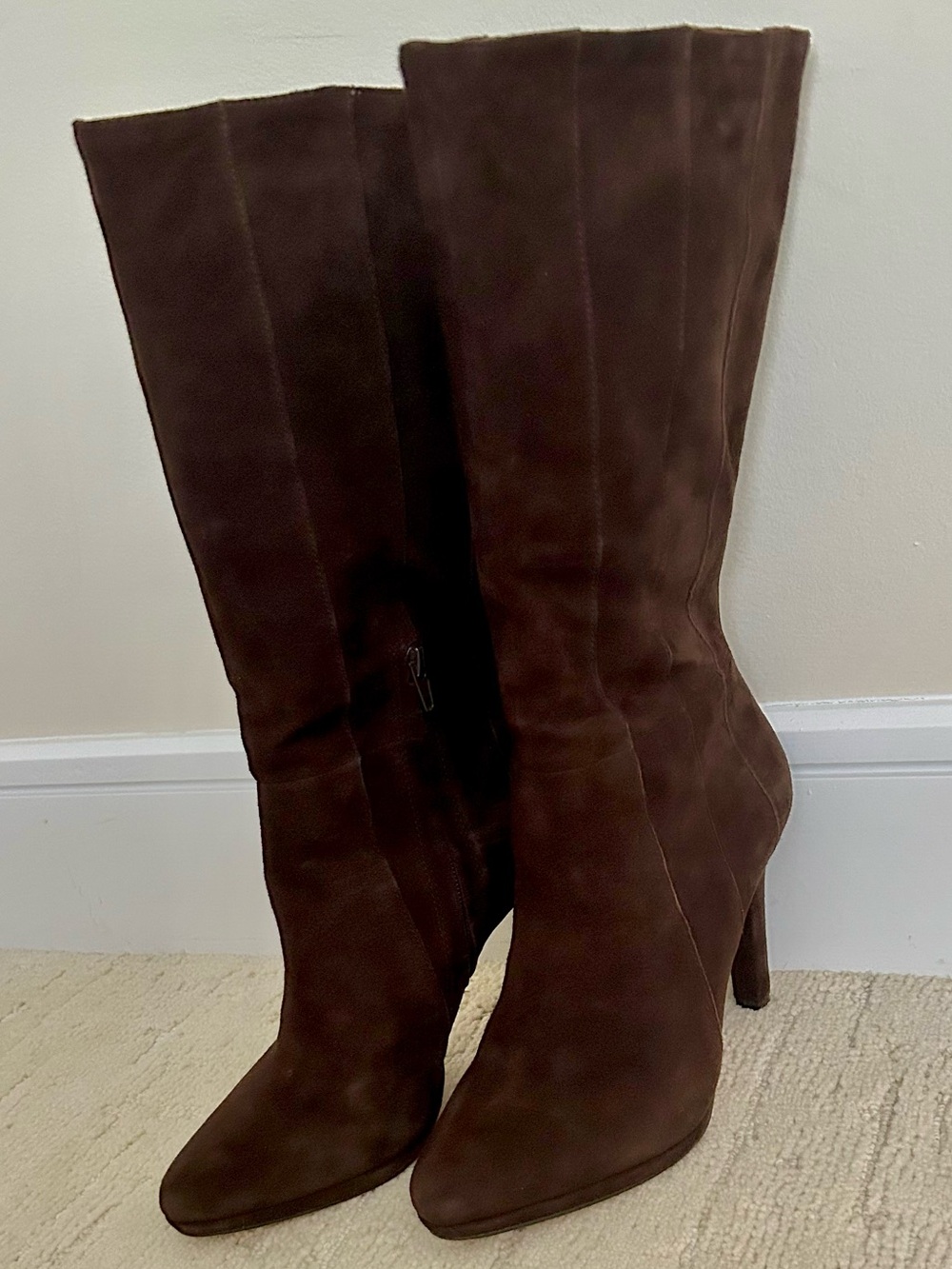 Vtg Banana Republic Chocolate Brown Italian Suede High Heel Boots (EUC)